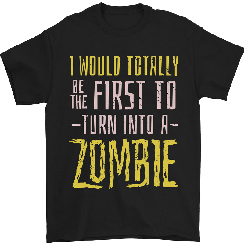 Zombie Apocalypse Funny Halloween Quote Mens T-Shirt 100% Cotton Black
