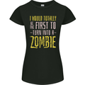 Zombie Apocalypse Funny Halloween Quote Womens Petite Cut T-Shirt Black