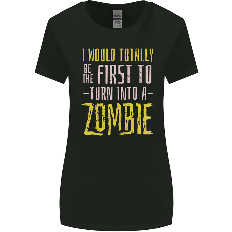 Zombie Apocalypse Funny Halloween Quote Womens Wider Cut T-Shirt Black