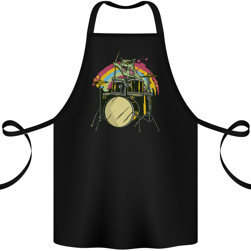 Zombie Cat Drummer Cotton Apron 100% Organic Black