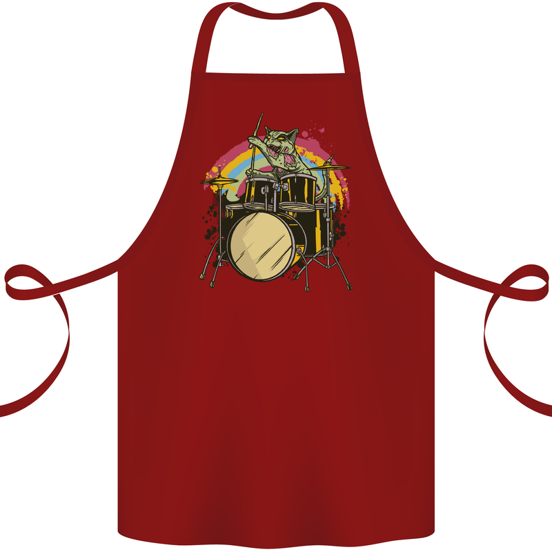 Zombie Cat Drummer Cotton Apron 100% Organic Maroon