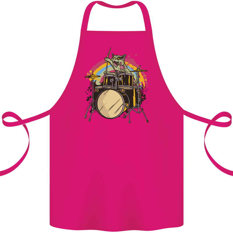 Zombie Cat Drummer Cotton Apron 100% Organic Pink