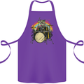 Zombie Cat Drummer Cotton Apron 100% Organic Purple