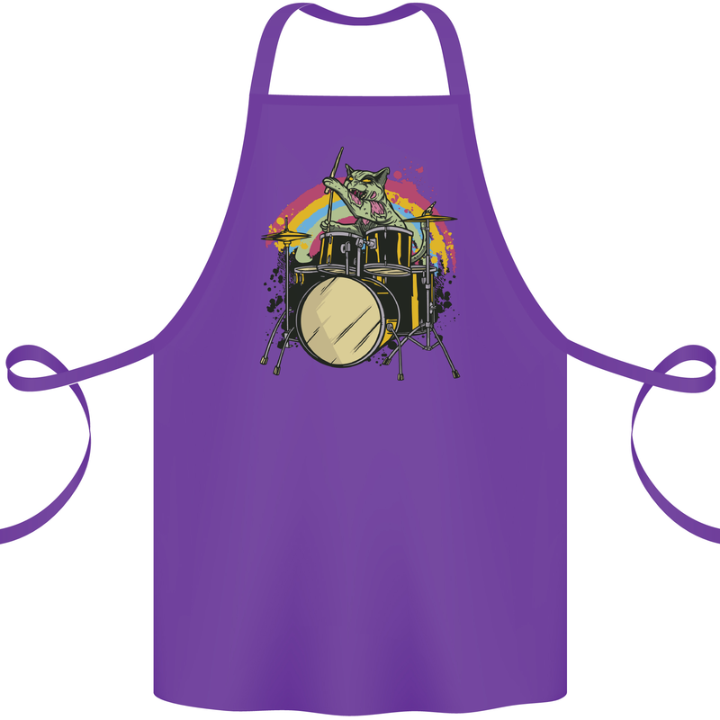 Zombie Cat Drummer Cotton Apron 100% Organic Purple