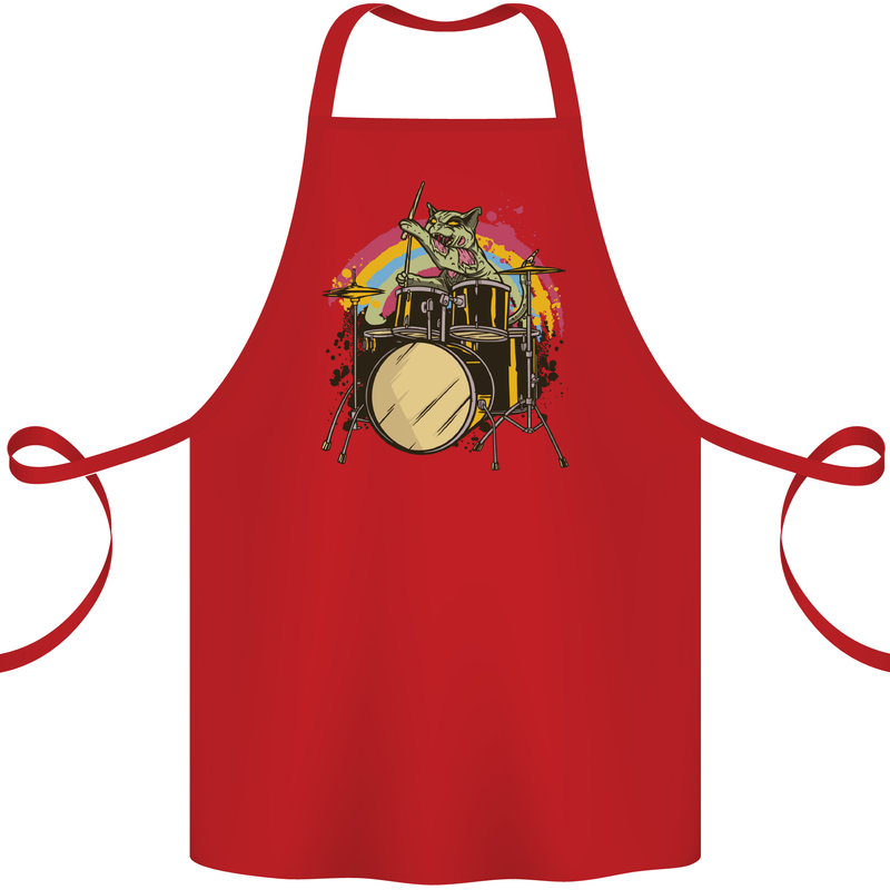 Zombie Cat Drummer Cotton Apron 100% Organic Red