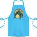 Zombie Cat Drummer Cotton Apron 100% Organic Turquoise