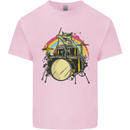 Zombie Cat Drummer Kids T-Shirt Childrens Light Pink