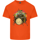 Zombie Cat Drummer Kids T-Shirt Childrens Orange