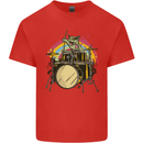 Zombie Cat Drummer Kids T-Shirt Childrens Red