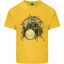 Zombie Cat Drummer Kids T-Shirt Childrens Yellow