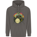 Zombie Cat Drummer Mens 80% Cotton Hoodie Charcoal