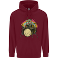 Zombie Cat Drummer Mens 80% Cotton Hoodie Maroon