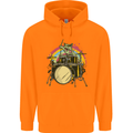 Zombie Cat Drummer Mens 80% Cotton Hoodie Orange
