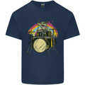 Zombie Cat Drummer Mens Cotton T-Shirt Tee Top Navy Blue