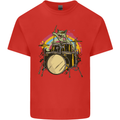 Zombie Cat Drummer Mens Cotton T-Shirt Tee Top Red