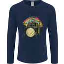 Zombie Cat Drummer Mens Long Sleeve T-Shirt Navy Blue