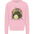 Zombie Cat Drummer Mens Sweatshirt Jumper Light Pink