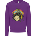 Zombie Cat Drummer Mens Sweatshirt Jumper Purple