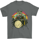Zombie Cat Drummer Mens T-Shirt Cotton Gildan Charcoal