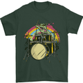 Zombie Cat Drummer Mens T-Shirt Cotton Gildan Forest Green