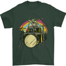 Zombie Cat Drummer Mens T-Shirt Cotton Gildan Forest Green