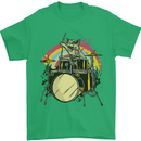 Zombie Cat Drummer Mens T-Shirt Cotton Gildan Irish Green