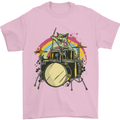 Zombie Cat Drummer Mens T-Shirt Cotton Gildan Light Pink