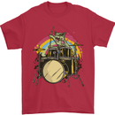 Zombie Cat Drummer Mens T-Shirt Cotton Gildan Red