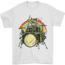 Zombie Cat Drummer Mens T-Shirt Cotton Gildan White