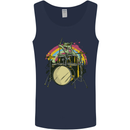 Zombie Cat Drummer Mens Vest Tank Top Navy Blue