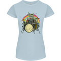 Zombie Cat Drummer Womens Petite Cut T-Shirt Light Blue