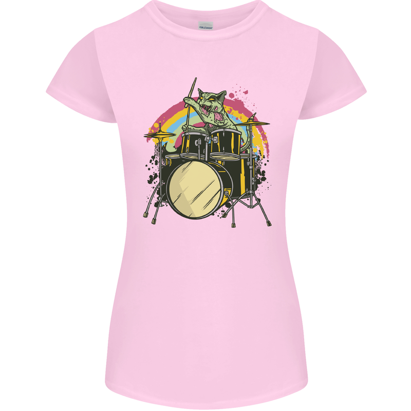 Zombie Cat Drummer Womens Petite Cut T-Shirt Light Pink
