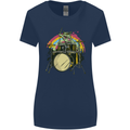 Zombie Cat Drummer Womens Wider Cut T-Shirt Navy Blue