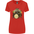 Zombie Cat Drummer Womens Wider Cut T-Shirt Red