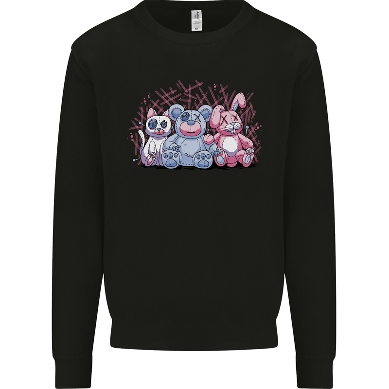 Zombie Cat Rabbit Bear Halloween Gothic Kids Sweatshirt Jumper Black