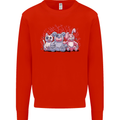 Zombie Cat Rabbit Bear Halloween Gothic Kids Sweatshirt Jumper Bright Red