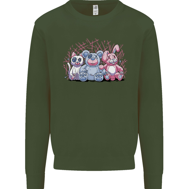 Zombie Cat Rabbit Bear Halloween Gothic Kids Sweatshirt Jumper Forest Green