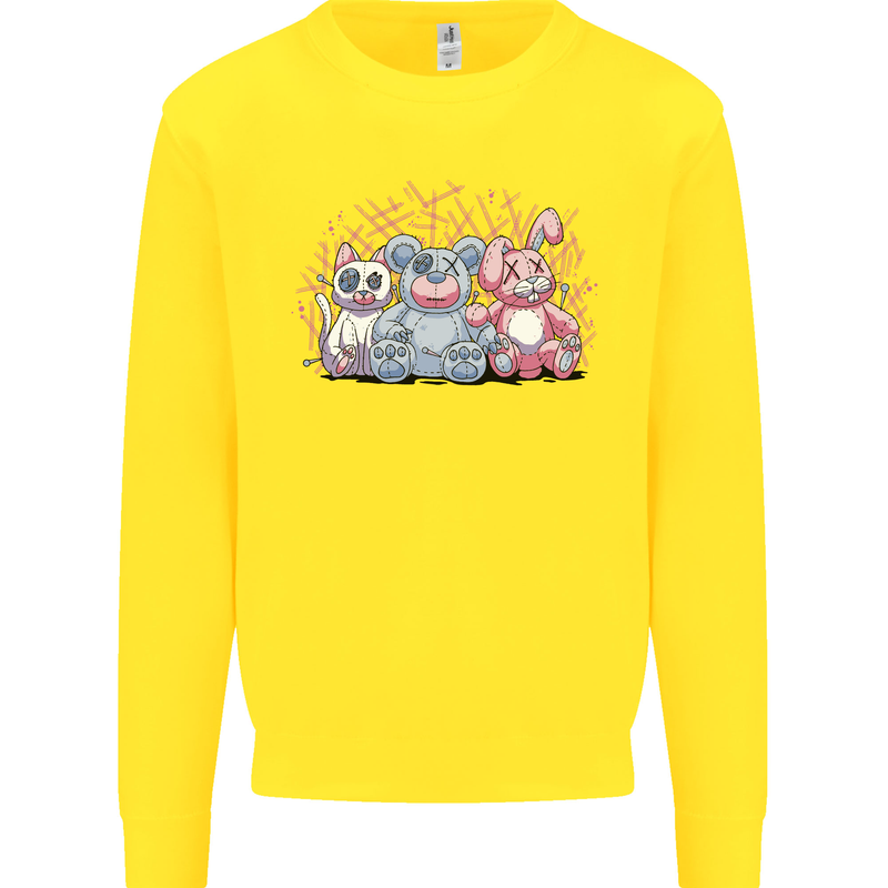 Zombie Cat Rabbit Bear Halloween Gothic Kids Sweatshirt Jumper Yellow