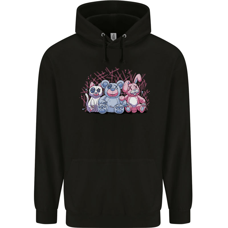 Zombie Cat Rabbit Bear Halloween Gothic Mens 80% Cotton Hoodie Black