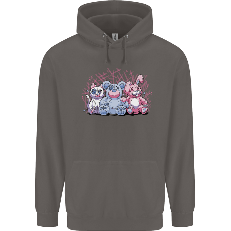 Zombie Cat Rabbit Bear Halloween Gothic Mens 80% Cotton Hoodie Charcoal