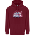 Zombie Cat Rabbit Bear Halloween Gothic Mens 80% Cotton Hoodie Maroon