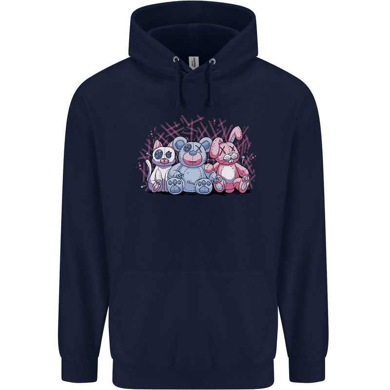Zombie Cat Rabbit Bear Halloween Gothic Mens 80% Cotton Hoodie Navy Blue
