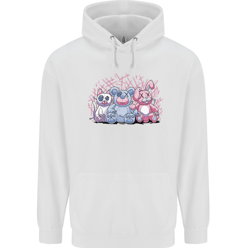 Zombie Cat Rabbit Bear Halloween Gothic Mens 80% Cotton Hoodie White