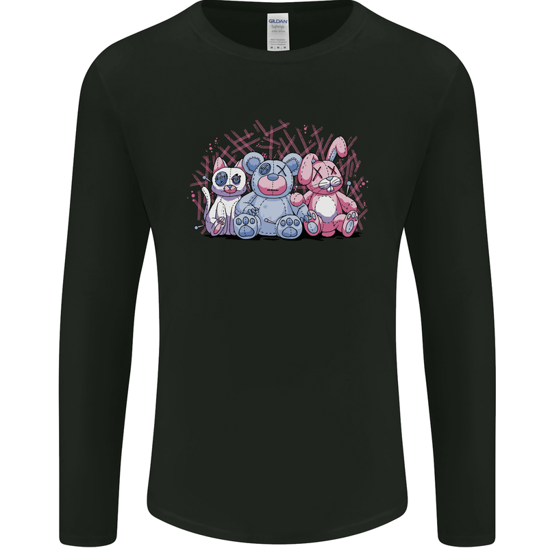 Zombie Cat Rabbit Bear Halloween Gothic Mens Long Sleeve T-Shirt Black