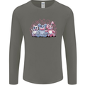 Zombie Cat Rabbit Bear Halloween Gothic Mens Long Sleeve T-Shirt Charcoal