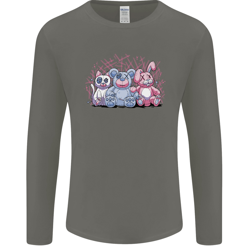 Zombie Cat Rabbit Bear Halloween Gothic Mens Long Sleeve T-Shirt Charcoal