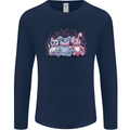 Zombie Cat Rabbit Bear Halloween Gothic Mens Long Sleeve T-Shirt Navy Blue