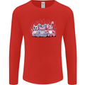 Zombie Cat Rabbit Bear Halloween Gothic Mens Long Sleeve T-Shirt Red