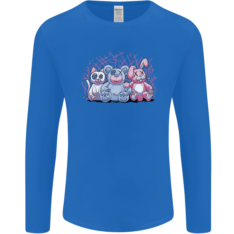 Zombie Cat Rabbit Bear Halloween Gothic Mens Long Sleeve T-Shirt Royal Blue