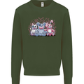 Zombie Cat Rabbit Bear Halloween Gothic Mens Sweatshirt Jumper Forest Green
